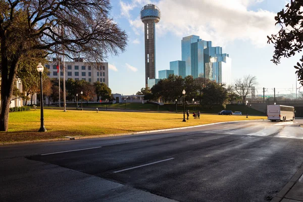 Elm Utca Dealey Plaza Dallas Texas Kennedy Elnök Meggyilkolásának Helyszíne — Stock Fotó