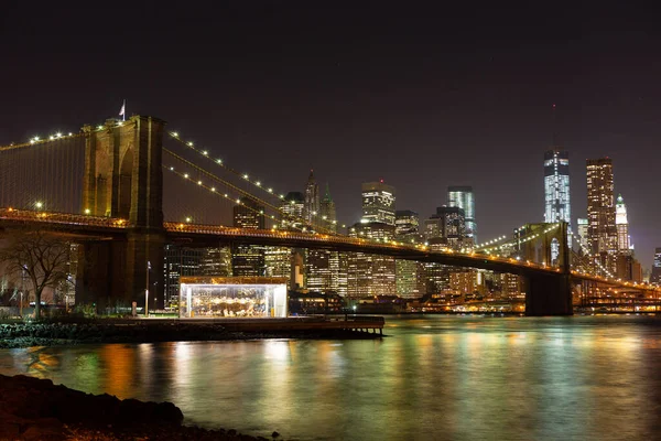 Brooklyn Bridge Brooklyn Manhattan Night New York Usa — Stock Photo, Image