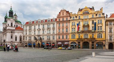Prague, Czechia - July 11, 2011 : Prague Old Town Square. Historic square in the Old Town quarter of Prague with St. Nicholas Church and old heritage buildings.