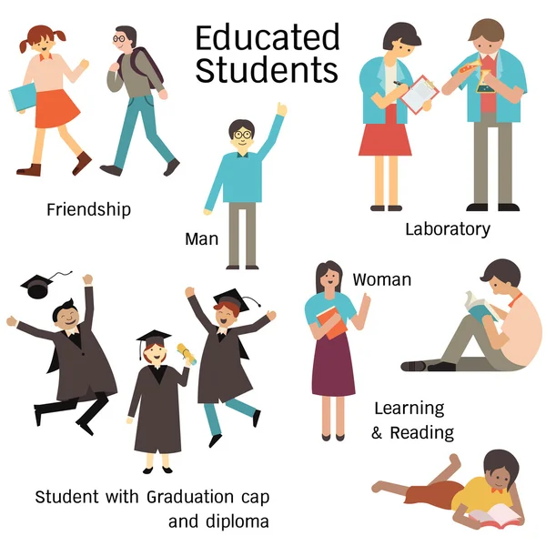 Educated student set — Stock Vector