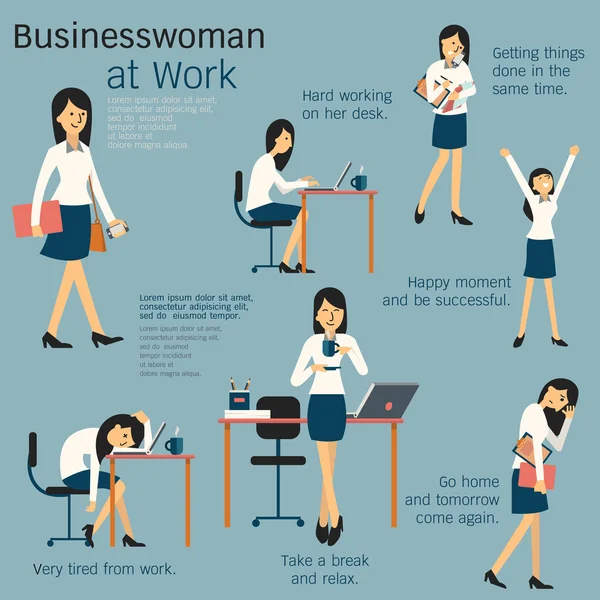 Mujer en el trabajo — Vector de stock