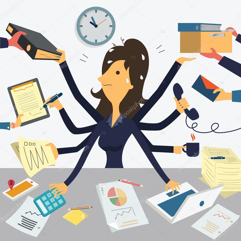 Very Busy Businesswoman Stock Vector Image By ©jesadaphorn 60024159