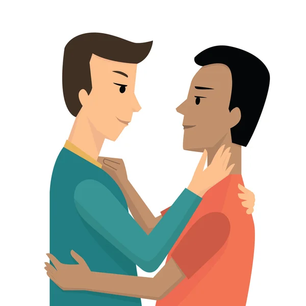 Romantique jeune gay couple — Image vectorielle