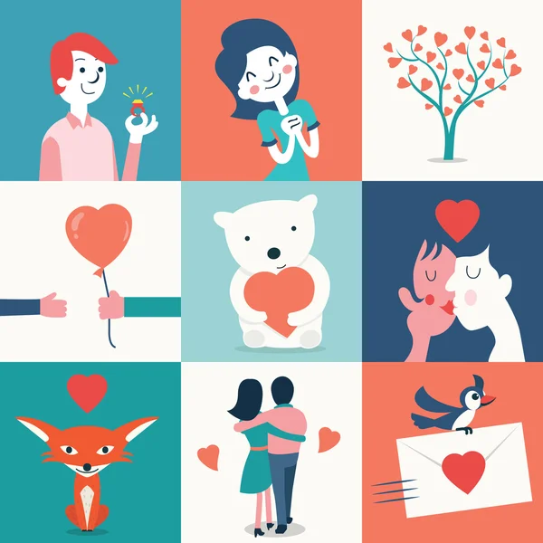 Ensemble d'amour mignon — Image vectorielle