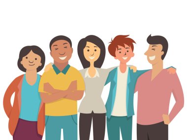 Diverse happy people clipart