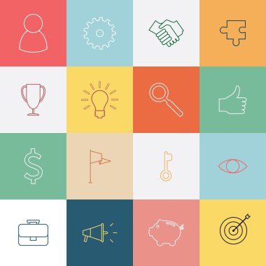İş ince çizgi Icons set
