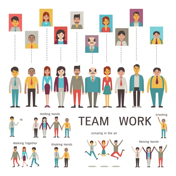 Teamwork character flat design — Stock Vector