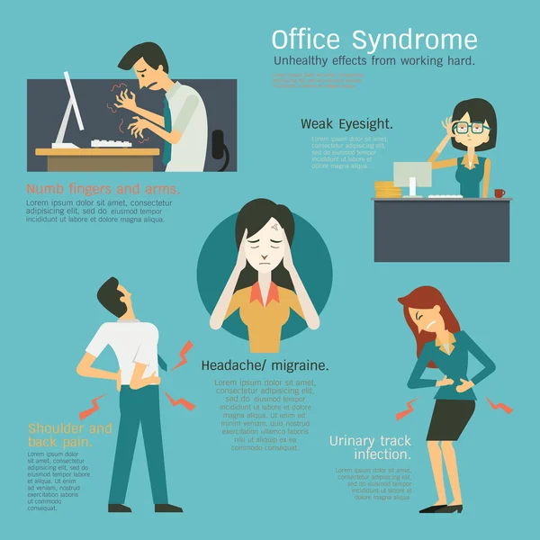 Síndrome do escritório infográfico —  Vetores de Stock