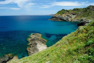 Capo Mannu sahili manzarası