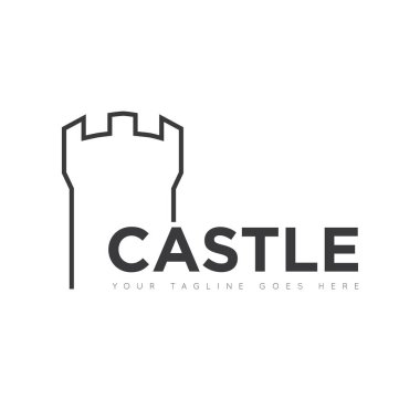 Castle logosu ve simge vektör çizim şablonu