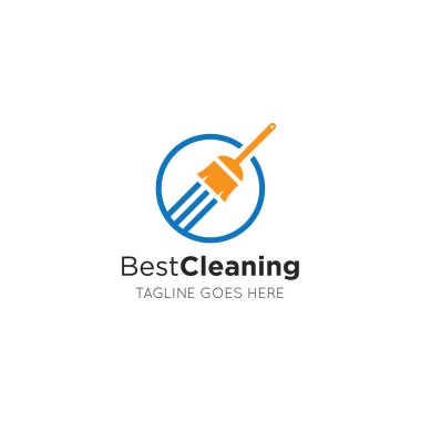 Hizmetçi temizlik logosu ve simge vektör çizim şablonu