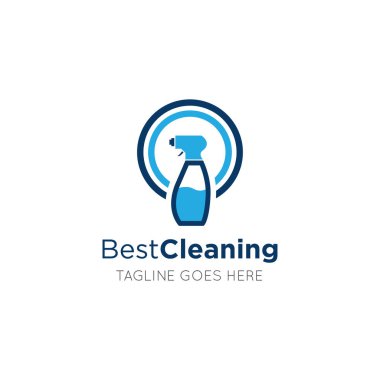 Hizmetçi temizlik logosu ve simge vektör çizim şablonu