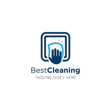 Hizmetçi temizlik logosu ve simge vektör çizim şablonu