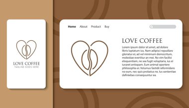 Mobil uygulamalı en iyi kahve logosu ve simgesi ve iniş sayfası şablonu çizimi