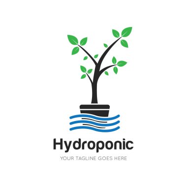 Hidroponik logo ve ikon vektör çizim şablonu