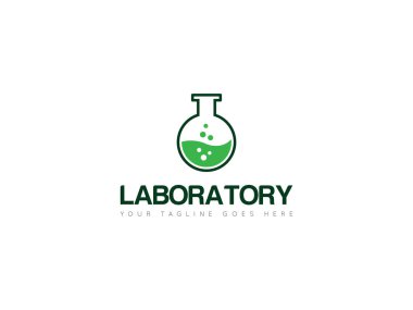 Bilim laboratuarı tüp konsept logosu veya simge tasarım şablonu
