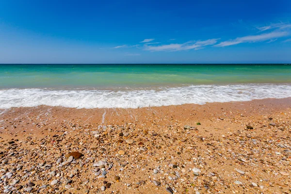 Beautiful sandy beach in Kacha. Crimea — Stock Photo, Image