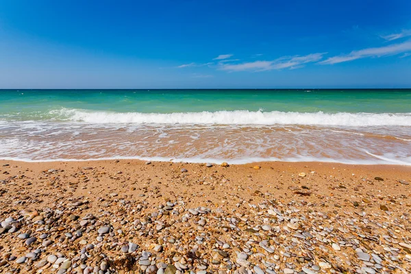 Beautiful sandy beach in Kacha. Crimea — Stock Photo, Image