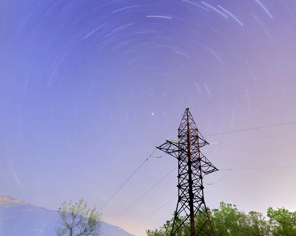 Star trails with Polaris in the center — Stock Photo, Image