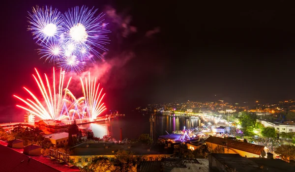 Fireworks Night Yalta Crimea Day City — Stock Photo, Image