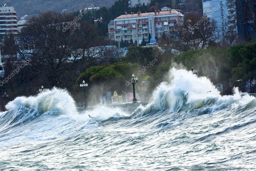 Storm on the Black Sea. Yalta, Crimea, Ukraine