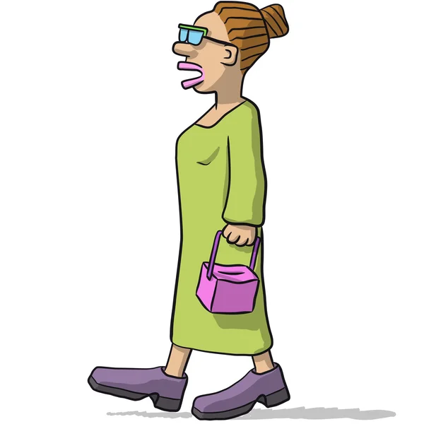 Femme personnage promenades et discussions — Image vectorielle