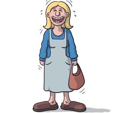 komik gülümseme ile bir kadın karakteri