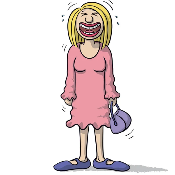 Un personaje femenino con sonrisa divertida — Vector de stock