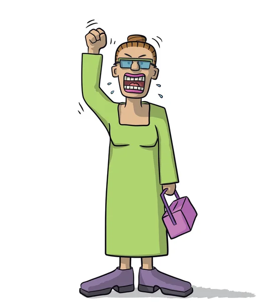 Mujer de dibujos animados muy enojado — Vector de stock