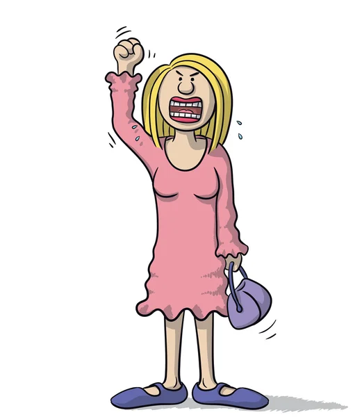 Cartoon woman very angry — Stock Vector