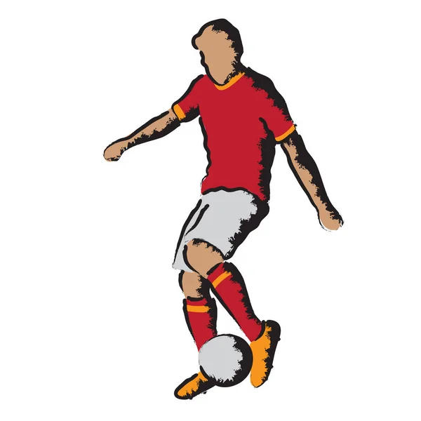 Stiliserad Illustration Med Fotbollsspelare Sparkar Bollen — Stock vektor