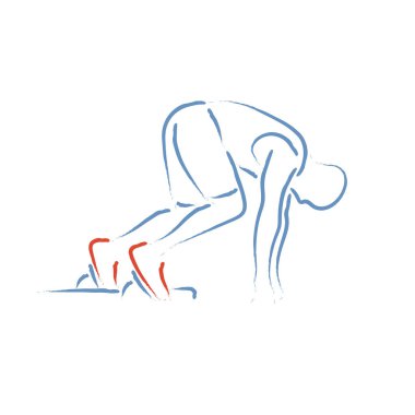 Başlangıç bloklarında koşan atletlerle biçimlendirilmiş vektör illüstrasyonu