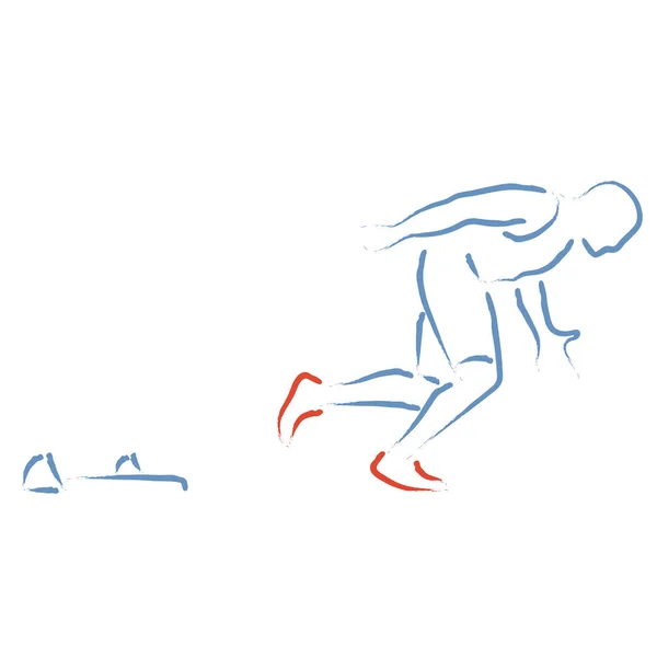 Стилизованная Векторная Иллюстрация Спортивным Спринтом Стартовых Блоках — стоковый вектор