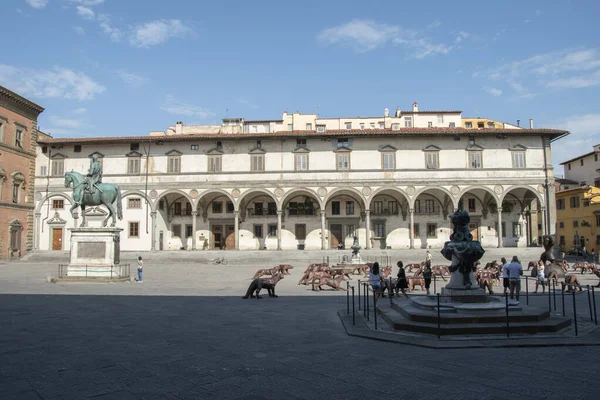 Widok Plac Santissima Annunziata Florencji Toskania Włochy — Zdjęcie stockowe