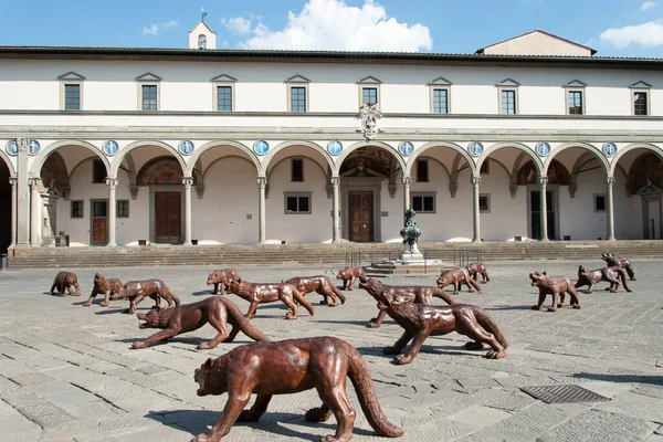 Visa Piazza Santissima Annunziata Florens Toscana Italien — Stockfoto