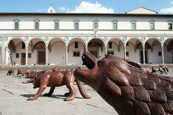 Blick Auf Die Piazza Santissima Annunziata Florenz Toskana Italien — Stockfoto