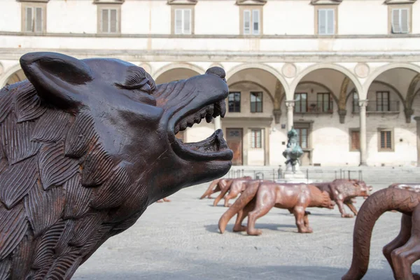 Widok Plac Santissima Annunziata Florencji Toskania Włochy — Zdjęcie stockowe