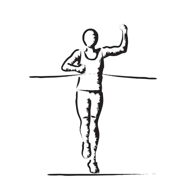 Στυλιζαρισμένη Διανυσματική Απεικόνιση Αθλητή Που Διασχίζει Γραμμή Τερματισμού — Διανυσματικό Αρχείο