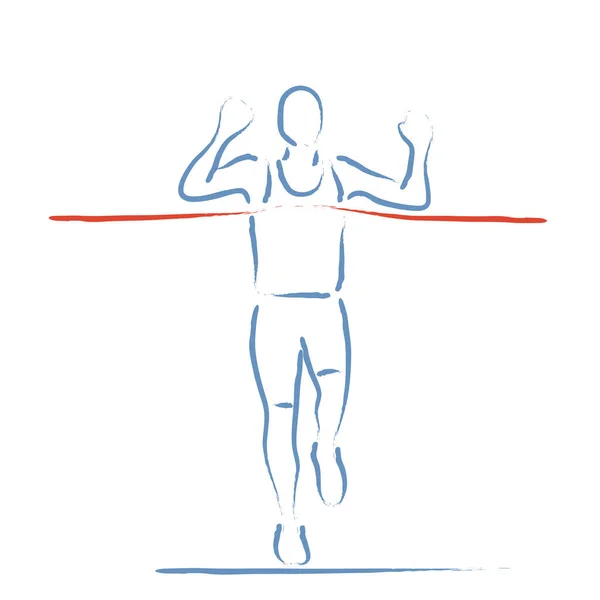 Στυλιζαρισμένη Διανυσματική Απεικόνιση Αθλητή Που Διασχίζει Γραμμή Τερματισμού — Διανυσματικό Αρχείο