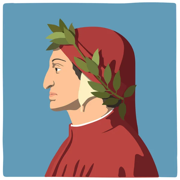 Данте Алигьери Известный Итальянский Поэт Который Написал Божественную Комедию — стоковый вектор