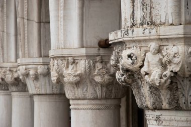 Venedik 'teki Doge Sarayı, mimari detay başkenti, İtalya, Avrupa.