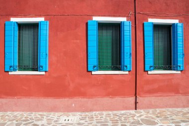 Burano adası, rengarenk evler, Venedik lagünü, İtalya, Avrupa