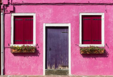 Burano adası, rengarenk evler, Venedik lagünü, İtalya, Avrupa