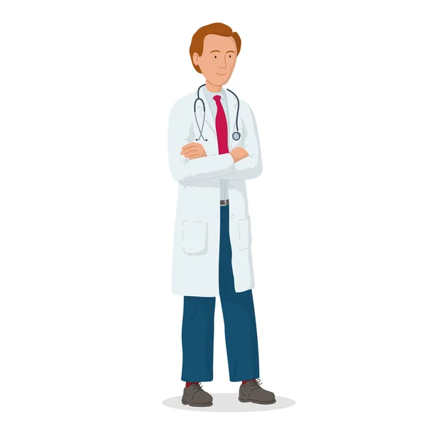 Vector Illustratie Van Medische Mensen Karakter Professionele Dokter Ziekenhuismedewerker — Stockvector