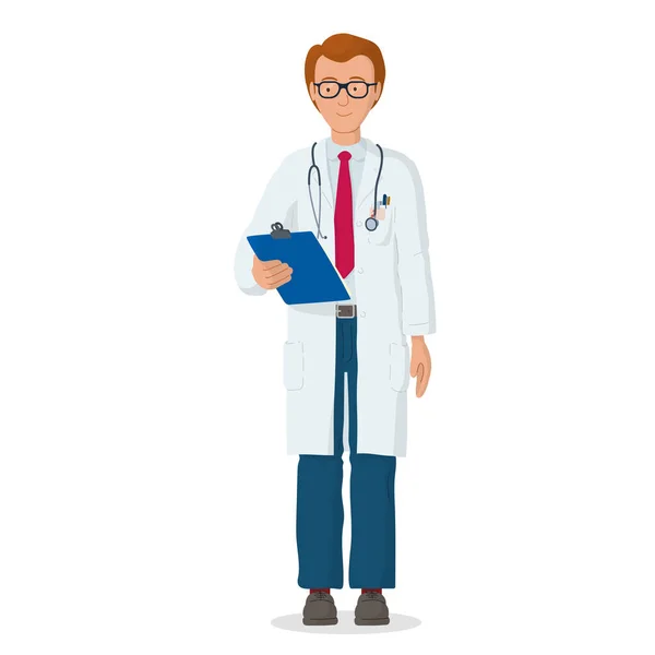 Vector Illustratie Van Medische Mensen Karakter Professionele Dokter Ziekenhuismedewerker — Stockvector