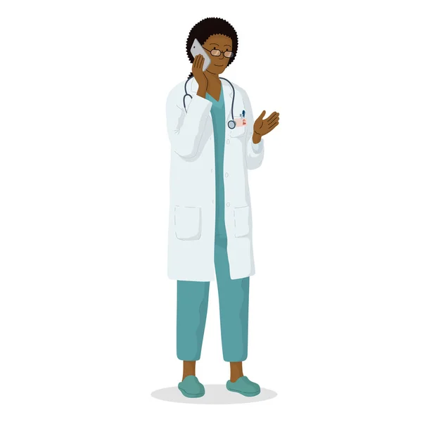 Vector Illustratie Van Karakter Medisch Personeel Professionele Vrouwelijke Arts Ziekenhuismedewerker — Stockvector