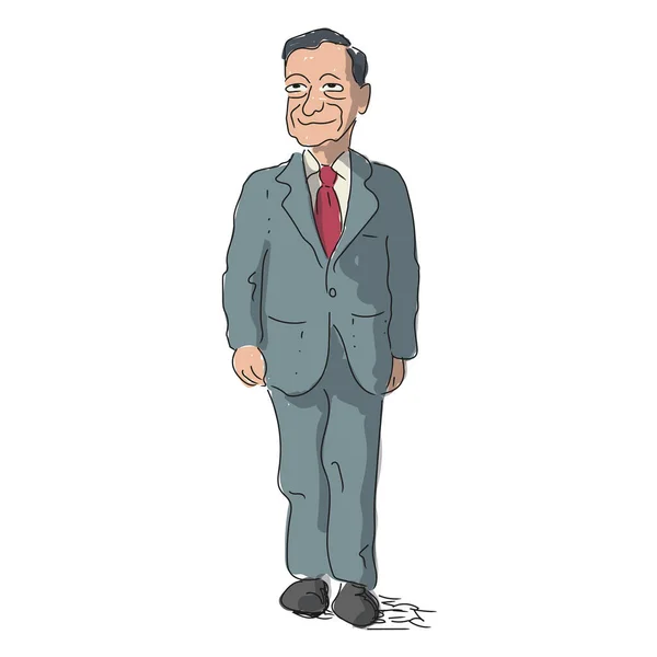 意大利共和国总理的漫画绘制 — 图库矢量图片