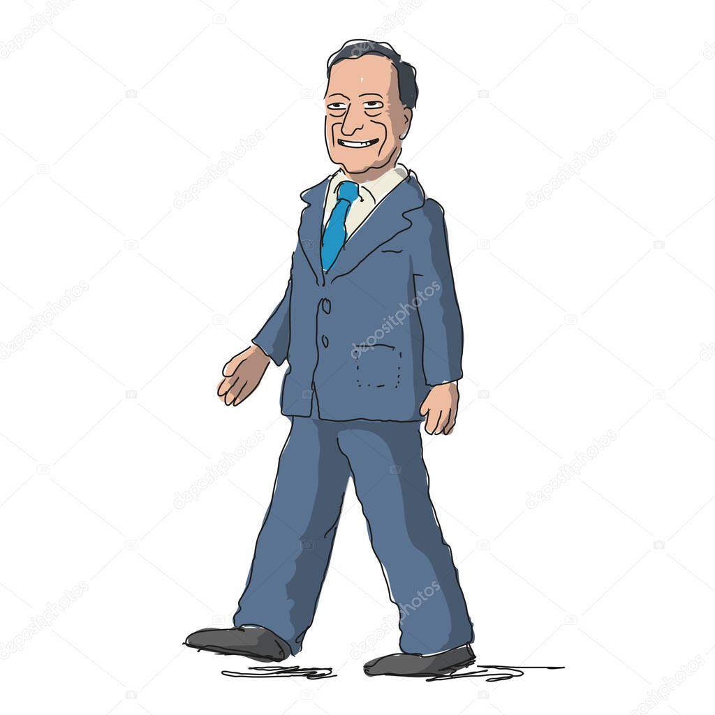 Caricature drawing of the Prime Minister of the Italian Republic