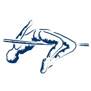 Atletizm sporu, yüksek atlama sporu, stilize vektör çizimi