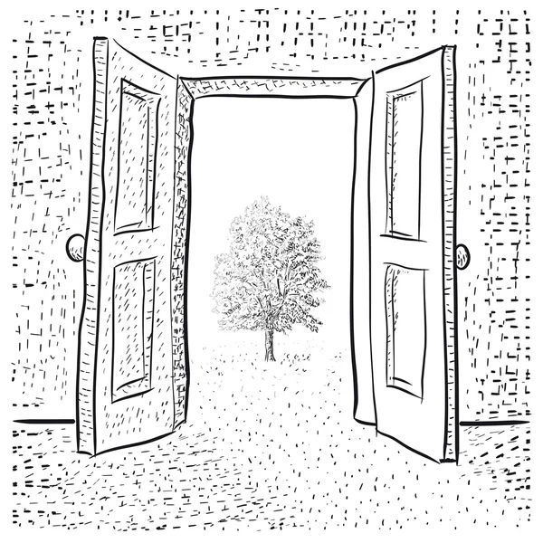 Ανοιχτή πόρτα — Διανυσματικό Αρχείο